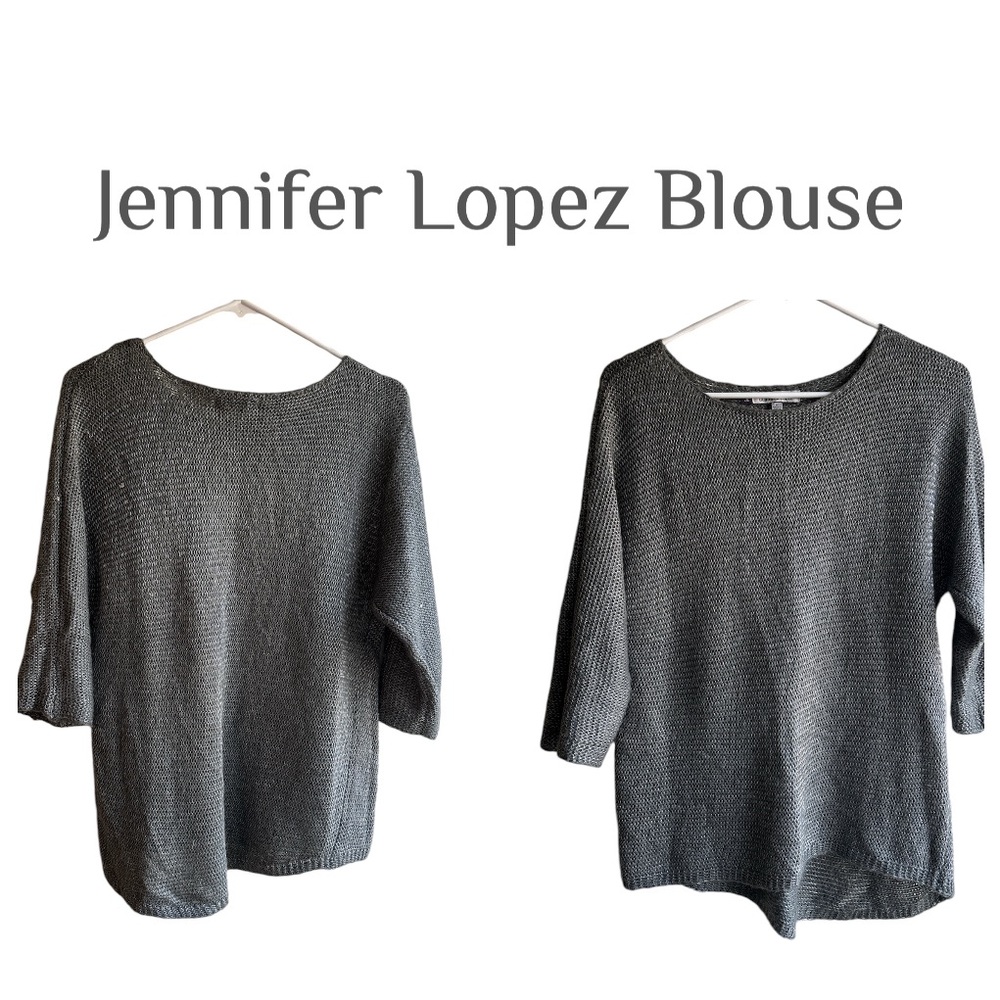 Jennifer Lopez top knitted  blouse size M color grey